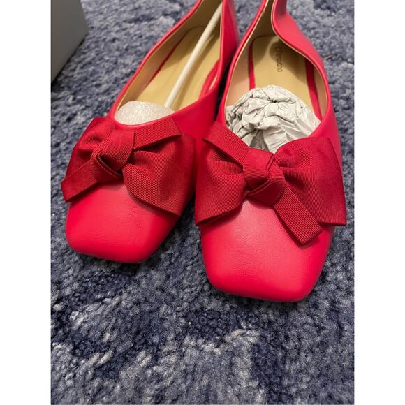 Brand New C. Paravano Women’s EU 41 US 11 Red Bowknot Square Leather Flats - Picture 1 of 7